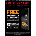 Dominos - Free Garlic Bread &amp; 1.25L Drink with any Menu Price Pizza Purchase via App