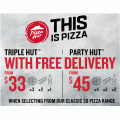Pizza Hut - 3 Pizzas, 2 Sides, 1 1.25L Drink $33 Delivered + Other Deals (codes)