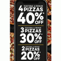Domino&#039;s App Offer: 40% Off 4; 30% Off 3; 20% Off 2 Traditional &amp; Premium Pizzas (code)