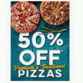 Dominos - 50% Off Pizzas - Pick Up or Delivered (code)