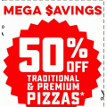 Dominos - 50% Off Traditional &amp; Premium Pizzas (code)