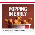 KFC - $10 Popcorn Chicken Bucket via App (Participating Stores Only)