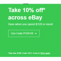 eBay - Weekend Sale: 10% Off all Orders of $120+ Spend (code)! 3 Days Only