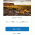 Qantas - Spend $350 or more, get $50 back via AMEX