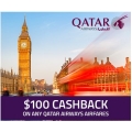 $100 Cashback  on Flight Fares with Qatar Airways @ STA Travel 