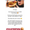 Red Rooster - FREE $10 Credit for New Parmi Burger for Loyalty Card Members