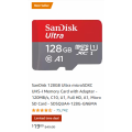 Amazon - SanDisk 128GB Ultra microSDXC UHS-I Memory Card with Adapter - 120MB/s, C10, U1, Full HD, A1, Micro SD Card $19 + Delivery (Was $49.99)