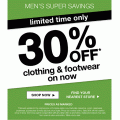Rivers - Men&#039;s Super Weekend Sale: 30% Off Men’s Full Price Clothing &amp; Footwear: Shirts $9.99; Shorts $14; Shoes $20 etc.
