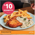 Rashays - $10 Schnitty, Chips with Creamy Mushroom Sauce 