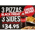 Pizza Hut - Black Friday 2019: 3 Pizzas + 1 Side $28.30 Pick-Up / $32.95 Delivered; 4 Large Pizzas + 4 Sides $45 Pick-Up /