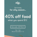Skip - 40% Off Food Orders - Minimum Spend $12 (code)