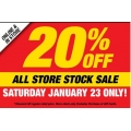 Supercheap Auto - 1 Day Store Stock Sale  - 20% Off (Saturday, 23rd Jan)