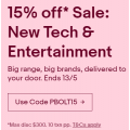 eBay - Tech Sale: 15% Off Products - No Minimum Spend (code)! Starts Today