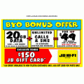 JB Hi-Fi - Telstra Hero Plan BYO Bonus Offer: 20GB Data + Unlimited Calls &amp; SMS + $150 JB Gift Card $49/Month (12 Month