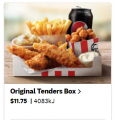 KFC - Original Tenders Box $11.75 (All States)