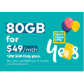 Optus - $10 Off Unlimited Talk &amp; Text 80GB 12M SIM Only Plan, Now $49 (Min. total cost $588)! Online Only