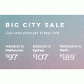 Virgin Australia - Big City Sale: One-Way Domestic Flights from $97! 3 Days Only