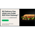 Uber Eats - Free Delivery at Subway Restaurant - Minimum Spend $20 (code)