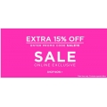 Online Exclusive Offer: Extra 15% Off Selected Styles @ Dorothy Perkins