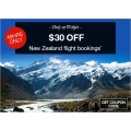 Webjet - 48HRS New Zealand Flight Sale: $30 Off Fares Bookings (code)