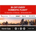 Webjet - $5 OFF all Domestic Flight [Travel Period: 18th February - 30th November 2019]