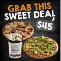 Pizza Capers - 2 x Large Pizzas, 1 x Dessert (Ice Cream or House Baked Dessert) $45 Delivered (code)! Save $12.85