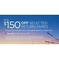 Virgin - Up to $150 Off Selected Return Flight Fares! Valid until Thurs, 28th Apr