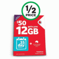 Woolworths - Vodafone $50 12GB Starter Pack, Now $25
