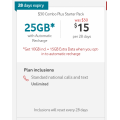 Vodafone - 50% Off $30 Unlimited Talk &amp; Text 25GB Combo Plus Starter Pack, Now $15