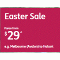 Jetstar - Easter Sale: Domestic Flights from $29 e.g. Melbourne to Hobart $29