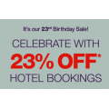 Hotels.com - 23rd Birthday Celebration: 23% Off Hotel Booking (code)