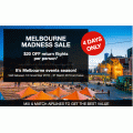 Webjet - Melbourne Madness Sale: $20 OFF Return Flights to Melbourne - 4 Days Only