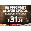 Pizza Hut - 3 Large Pizzas $31.95 Delivered (code)! 2 Days Only