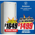 The Good Guys - Westinghouse 420L Upright Freezer $1399 (After $150 Off Coupon + $100 Credit)! Was $1799