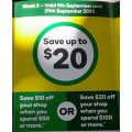 Woolworths - Spend &amp; Save: $10 Off $50 &amp; $20 Off $100 Spend (Wed 9th - Tues 29th Sept)