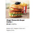 KFC - Zinger Mozzarella Burger Combo $11.45 (All States)