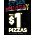 Dominos Pizza Cyber Monday Deal:  $1 Large Value Range Pizzas via App (code)! 1-2 P.M, Today