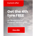 Bridgestone - Buy 3 &amp; Get 4th Bridgestone Potenza RE003 &amp; Supercat SUV Tyres FREE