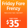 Jetstar - Friday Fares Frenzy: Domestic Flights from $35 e.g. Sydney to Melbourne $35 etc.