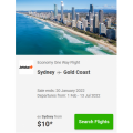 Jetstar - Fly from Sydney to Gold Coast $10 One-Way via Webjet
