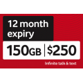 $100 off Vodafone $250 Prepaid Plus Starter Pack - 150GB Data, 12 Month Expiry